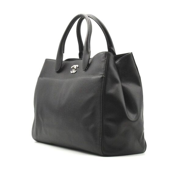 Chanel Metal Fittings Silver Leather Black Tote Bag 2-way Shoulder Bag - Picture 3 of 6